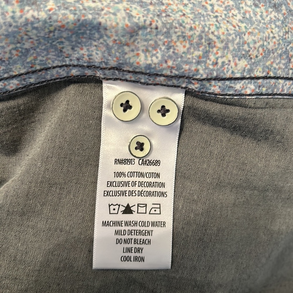Robert Graham Tailored fit 3X Blue Chambray with Floral front - Picture 13 of 14
